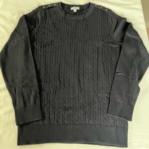 Kim Rogers Sweater Women’s size medium Black cable knit Pullover 100% cotton
